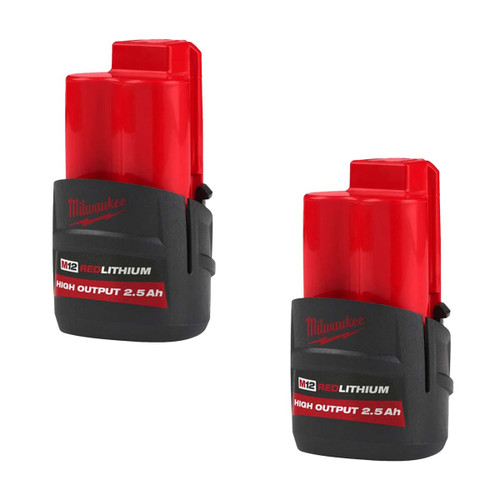 Milwaukee 4932480164X2 M12 High Output 12V 2.5 Ah Battery (Twin Pack)