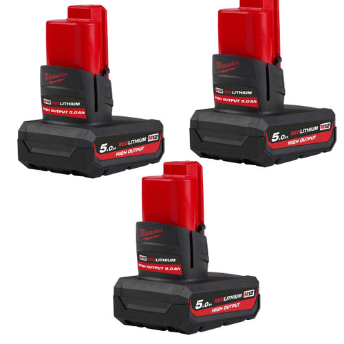 Milwaukee 4932480165X3 M12 HB5 12V High-Output 5.0Ah Battery Pack (3 Pack)