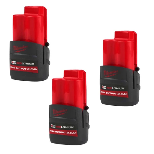 Milwaukee 4932480164X3 M12 High Output 12V 2.5 Ah Battery (Pack of 3)